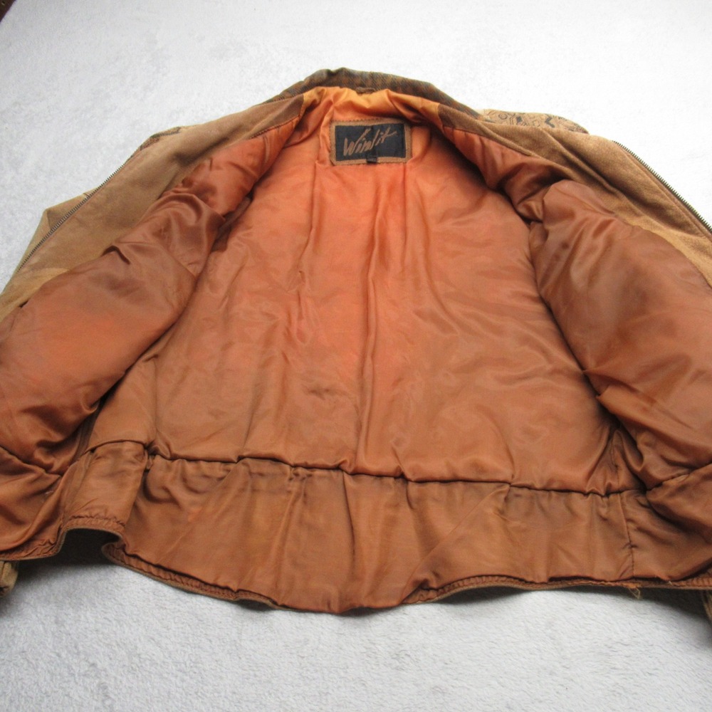 Winlit Genuine Leather Jacket Women Medium Brown Western NEEDS ZIPPER REPAIR VTG - Picture 16 of 16